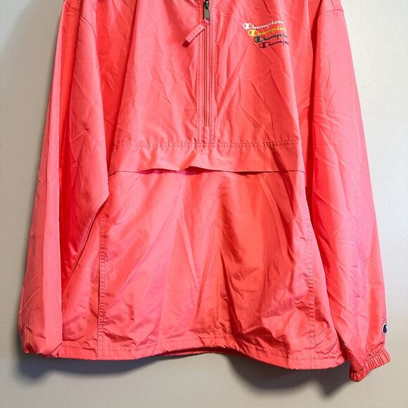 Champion Pink Packable Windbreaker Jacket Water Resistant Mirrored Logo Size M - Picture 5 of 13